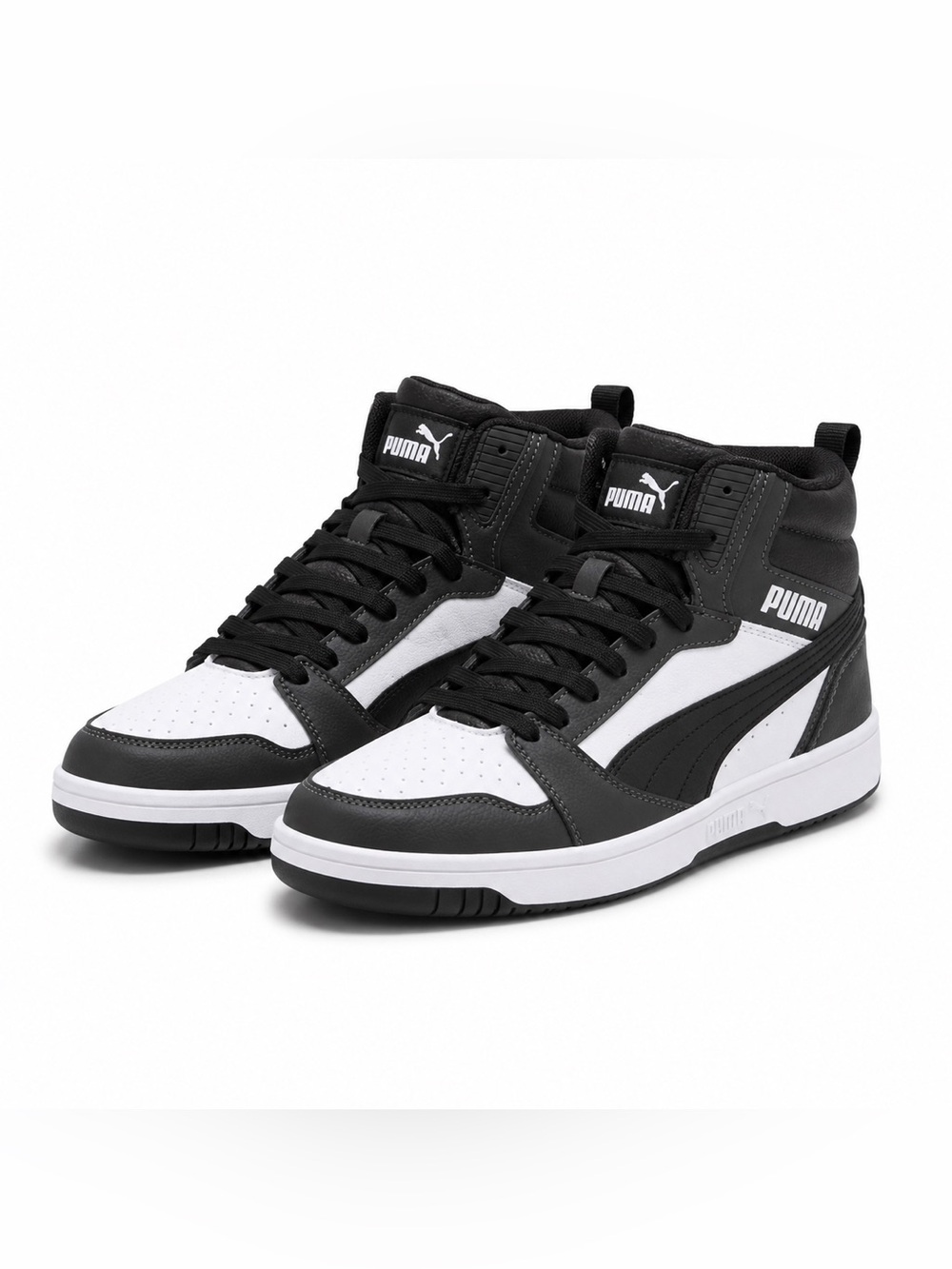 Puma Black and White Mid-Top Sneakers